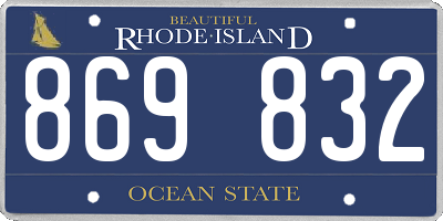 RI license plate 869832
