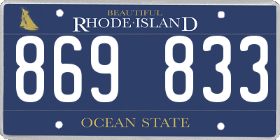 RI license plate 869833