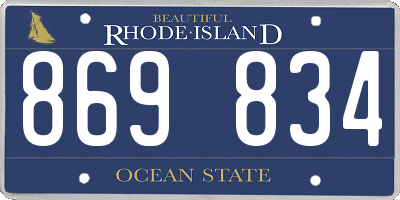RI license plate 869834