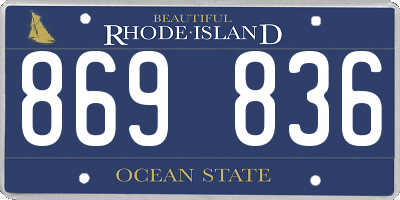 RI license plate 869836