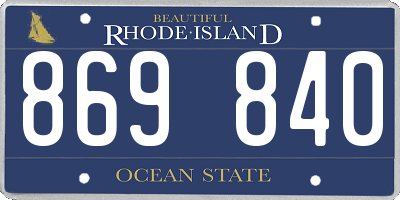 RI license plate 869840