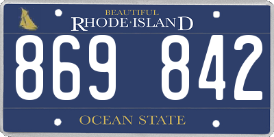 RI license plate 869842