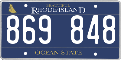 RI license plate 869848