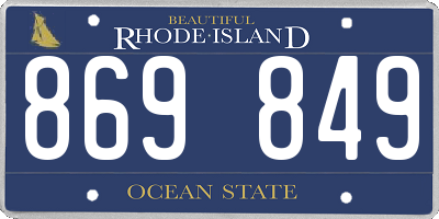 RI license plate 869849