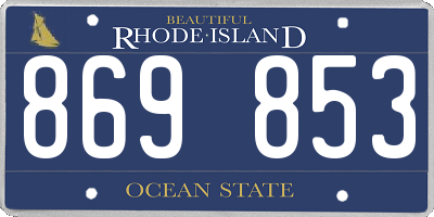 RI license plate 869853