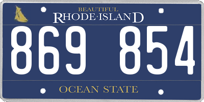 RI license plate 869854