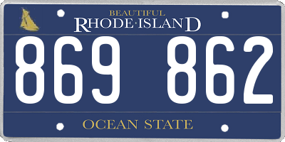 RI license plate 869862