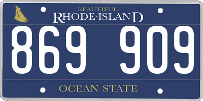 RI license plate 869909