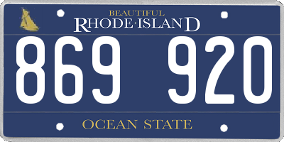 RI license plate 869920