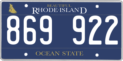 RI license plate 869922