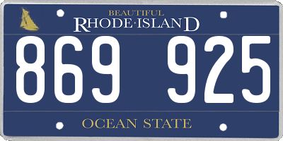 RI license plate 869925