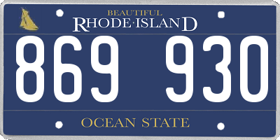 RI license plate 869930