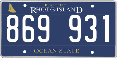 RI license plate 869931