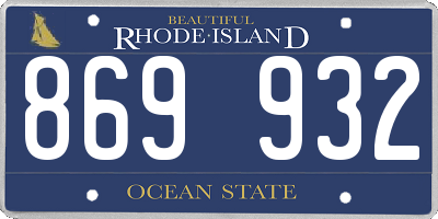 RI license plate 869932