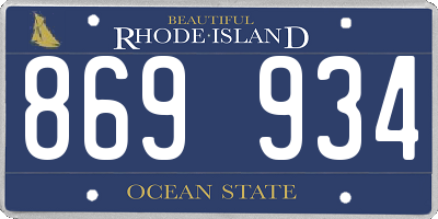 RI license plate 869934