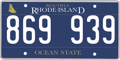 RI license plate 869939