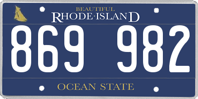 RI license plate 869982