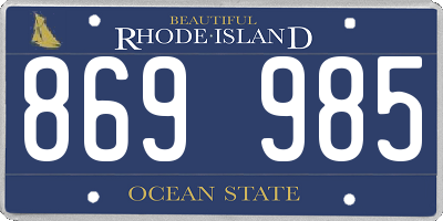 RI license plate 869985