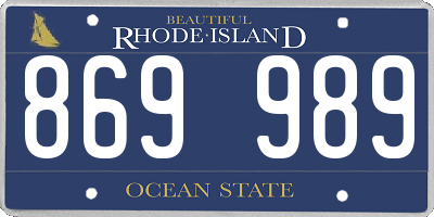 RI license plate 869989