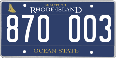 RI license plate 870003