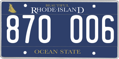 RI license plate 870006