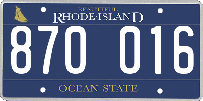 RI license plate 870016