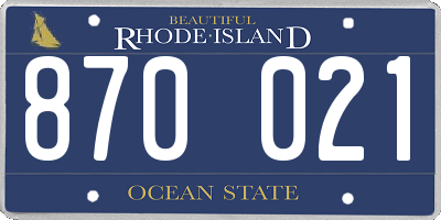 RI license plate 870021