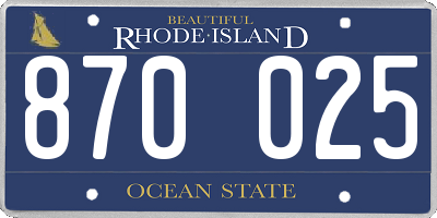 RI license plate 870025