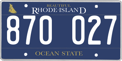 RI license plate 870027