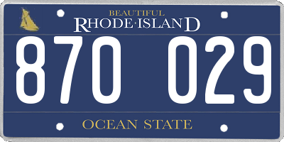 RI license plate 870029