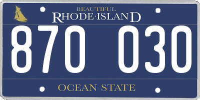 RI license plate 870030