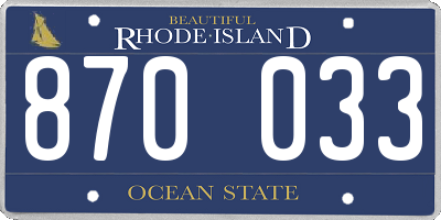 RI license plate 870033