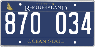 RI license plate 870034