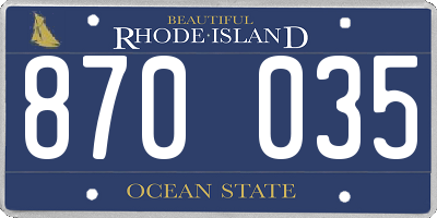 RI license plate 870035