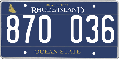 RI license plate 870036