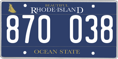 RI license plate 870038