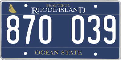 RI license plate 870039