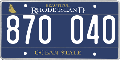 RI license plate 870040