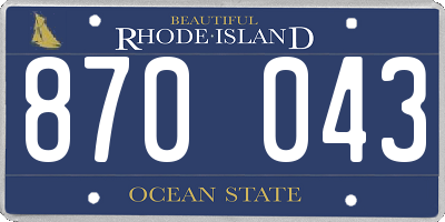 RI license plate 870043