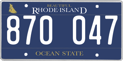 RI license plate 870047