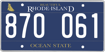 RI license plate 870061
