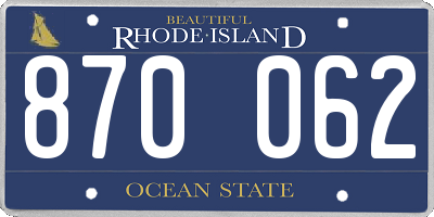 RI license plate 870062