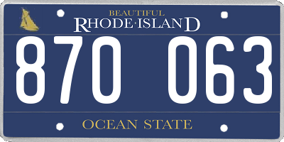RI license plate 870063
