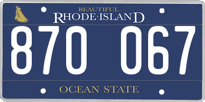 RI license plate 870067