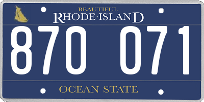 RI license plate 870071