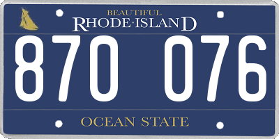 RI license plate 870076