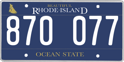 RI license plate 870077