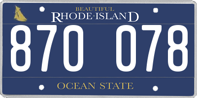 RI license plate 870078