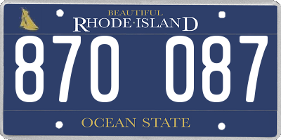 RI license plate 870087