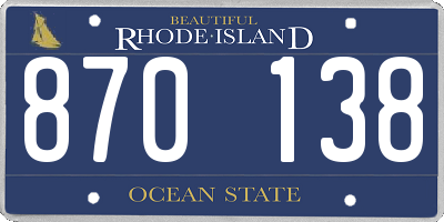 RI license plate 870138